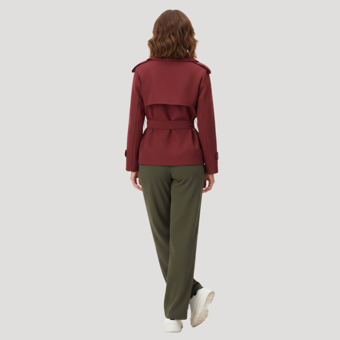 Korte getailleerde trenchcoat met strikceintuur
