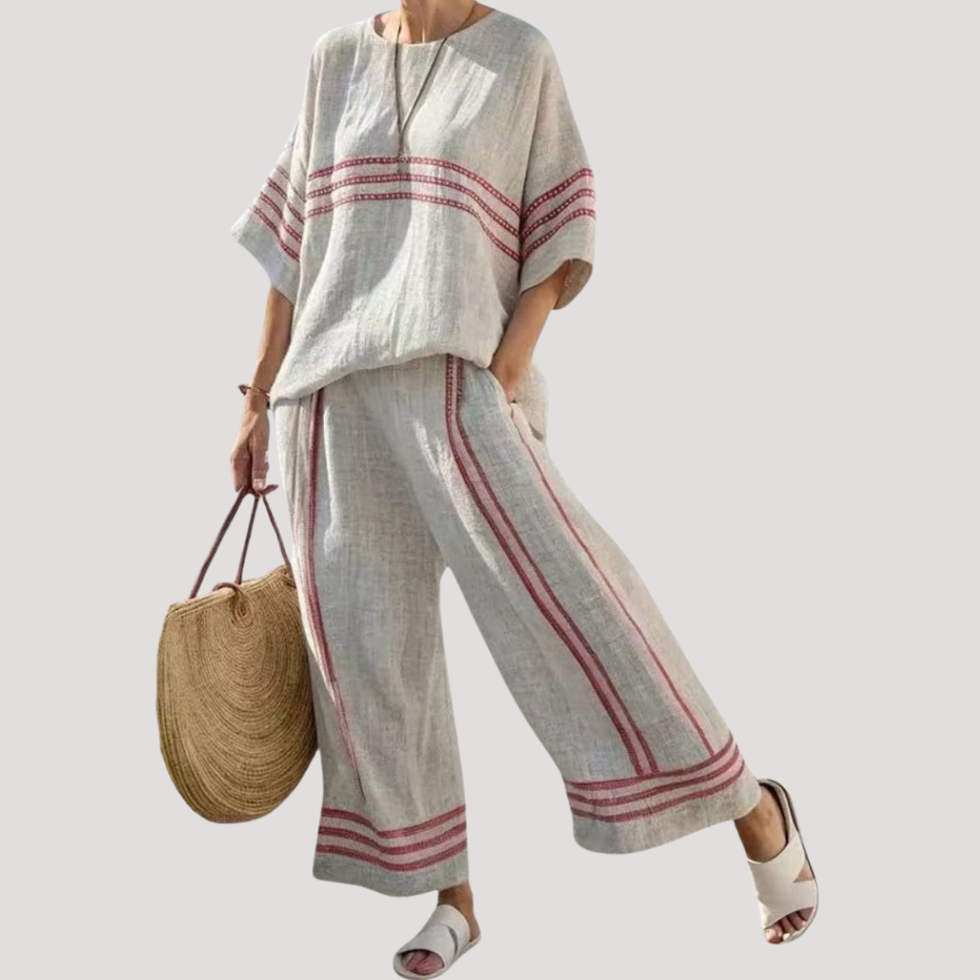 Luchtige set met wijde broek en lange tuniek