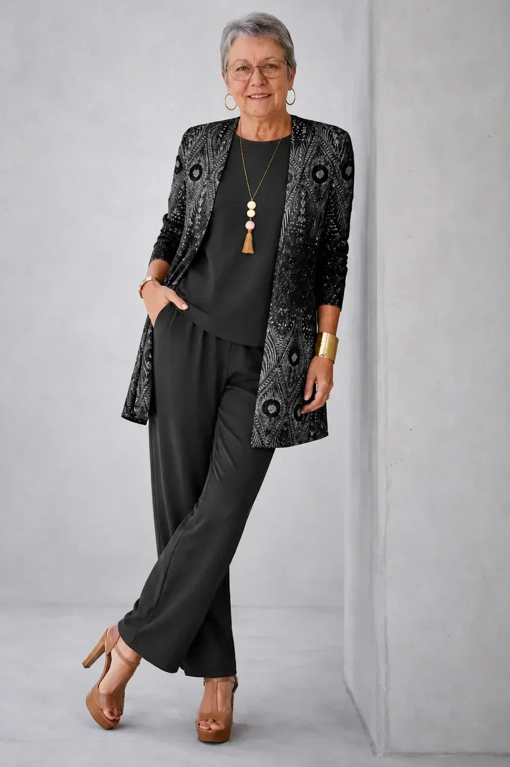 Driedelige set met vest met paisleyprint