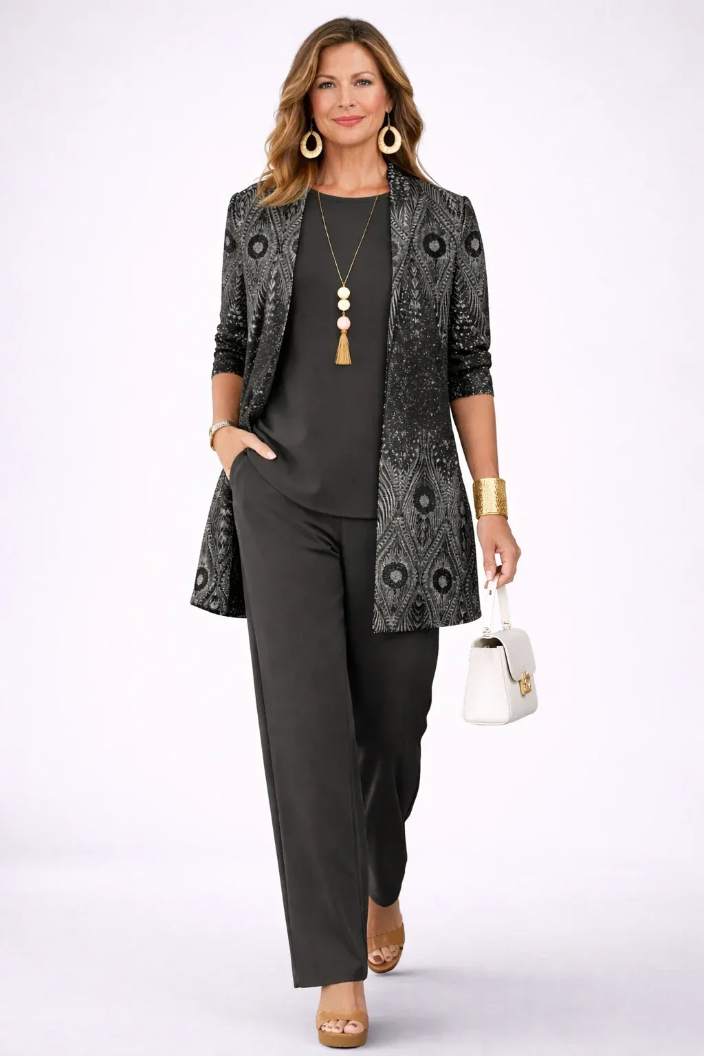 Driedelige set met vest met paisleyprint