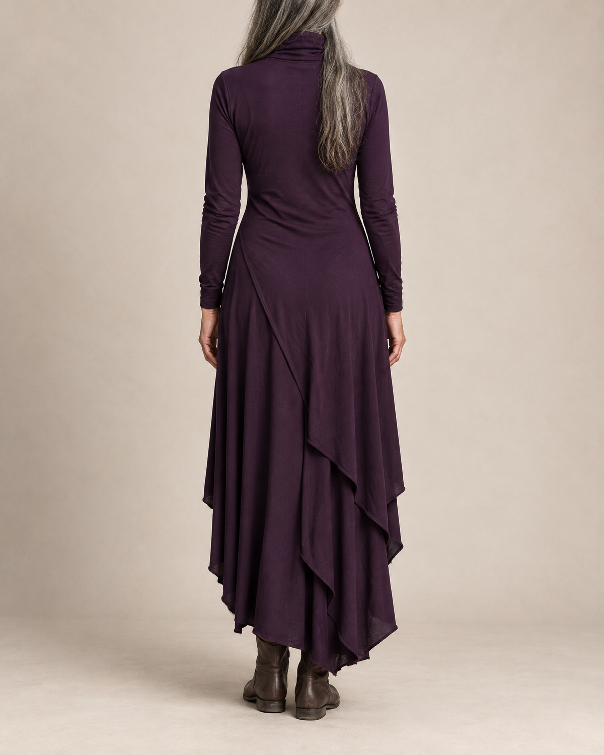 Maxi-jurk met col en overslagpaneel