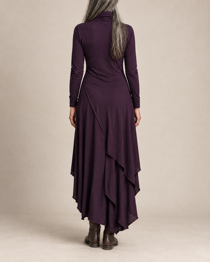 Maxi-jurk met col en overslagpaneel