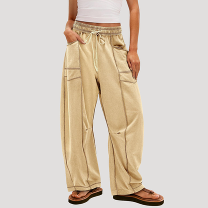 Ruime, lichte cargobroek met elastische taille