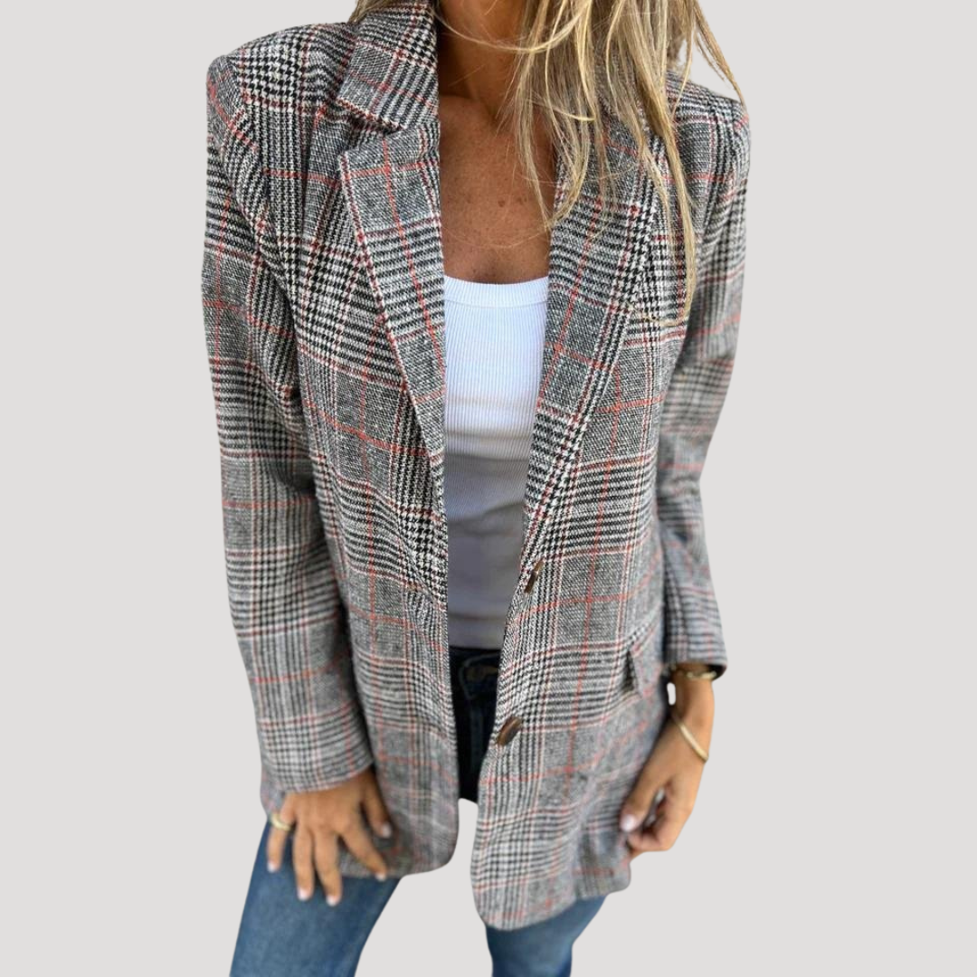 Geruite blazer met revers