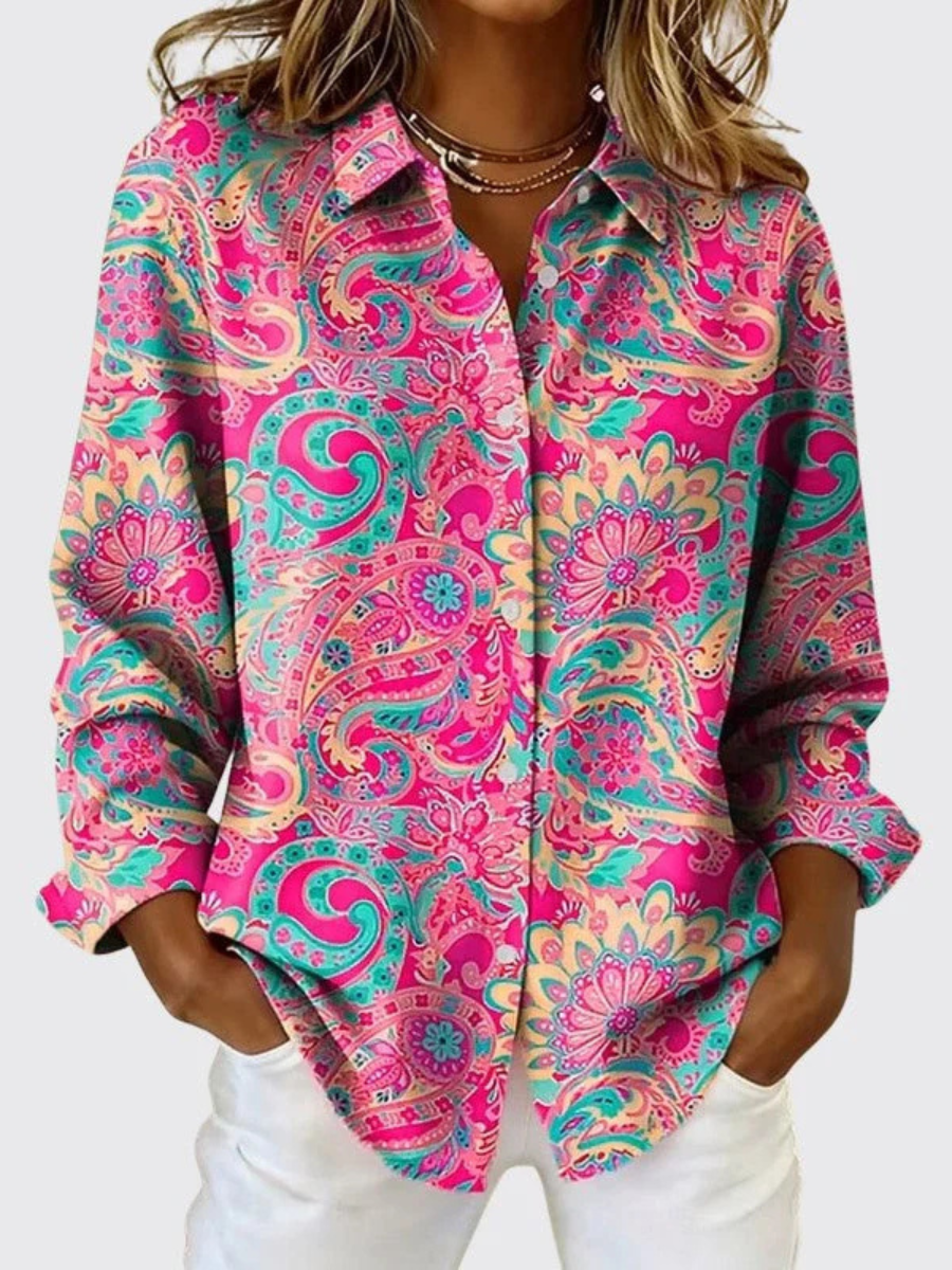 Blouse met paisleyprint en knopen