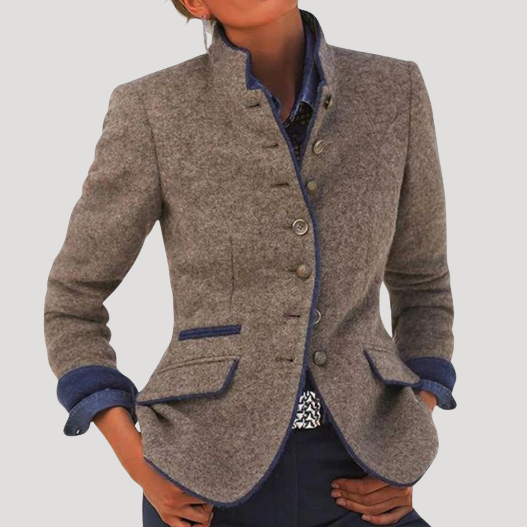 Vintage blazer met knoopsluiting en hoge kraag