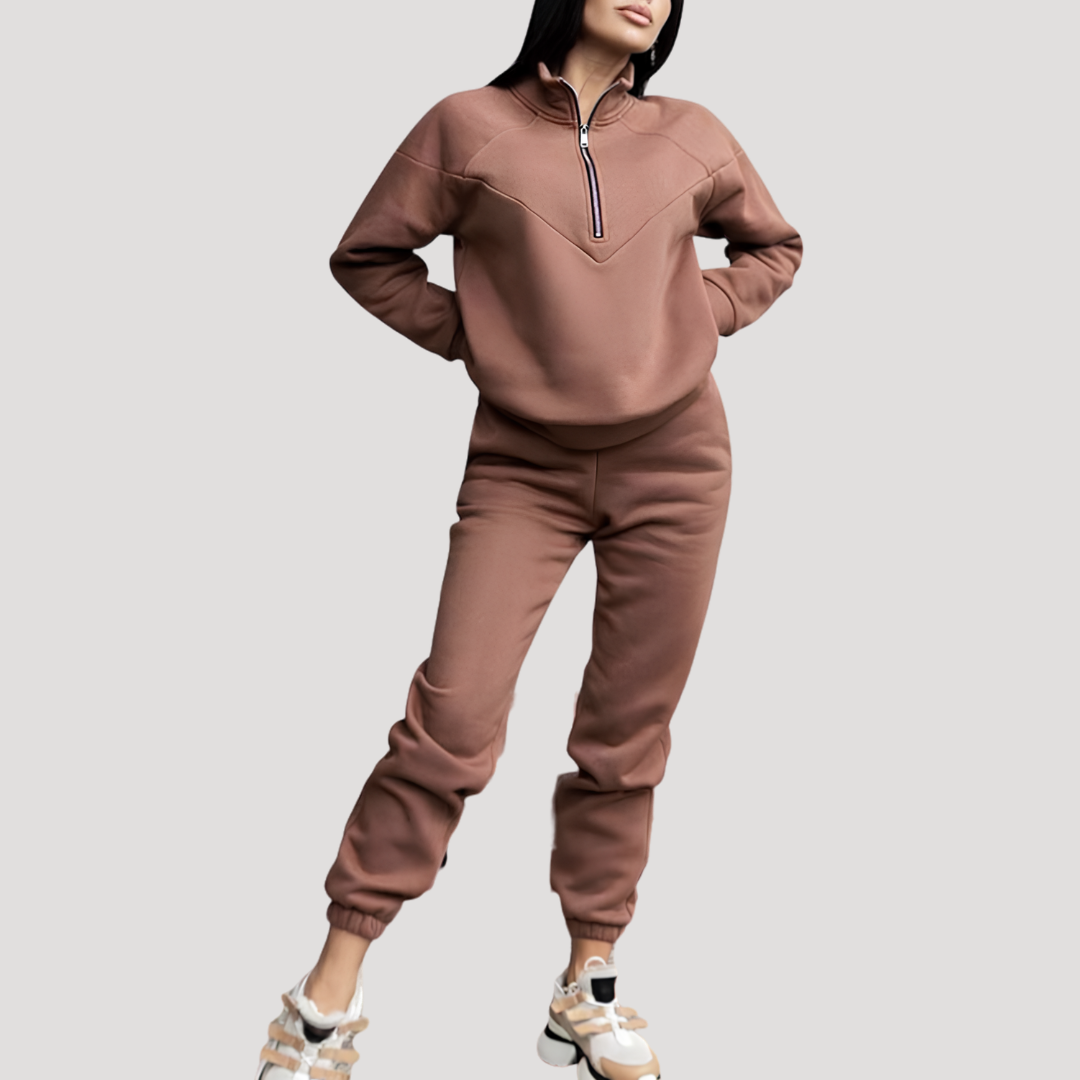 Sportieve set met halve rits en slim-fit joggingbroek