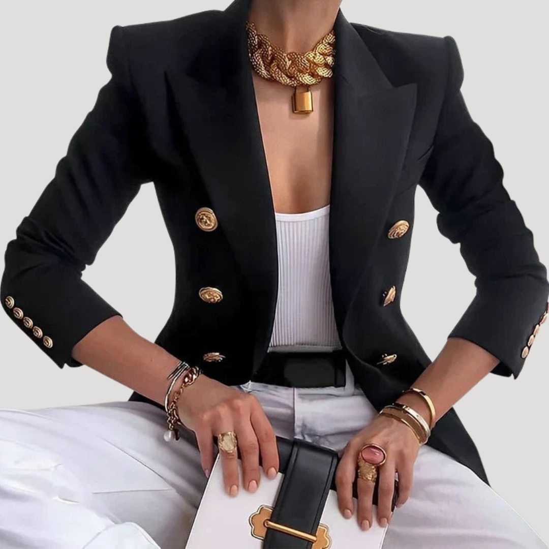 Chique double-breasted blazer met gouden knopen