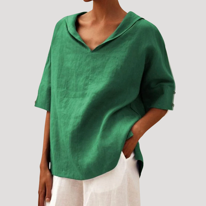 Ruimvallende blouse met korte mouwen