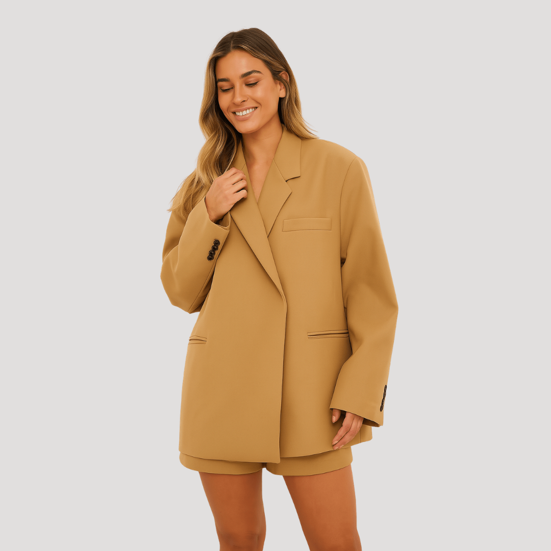 Korte blazer met open voorkant en driekwartmouwen