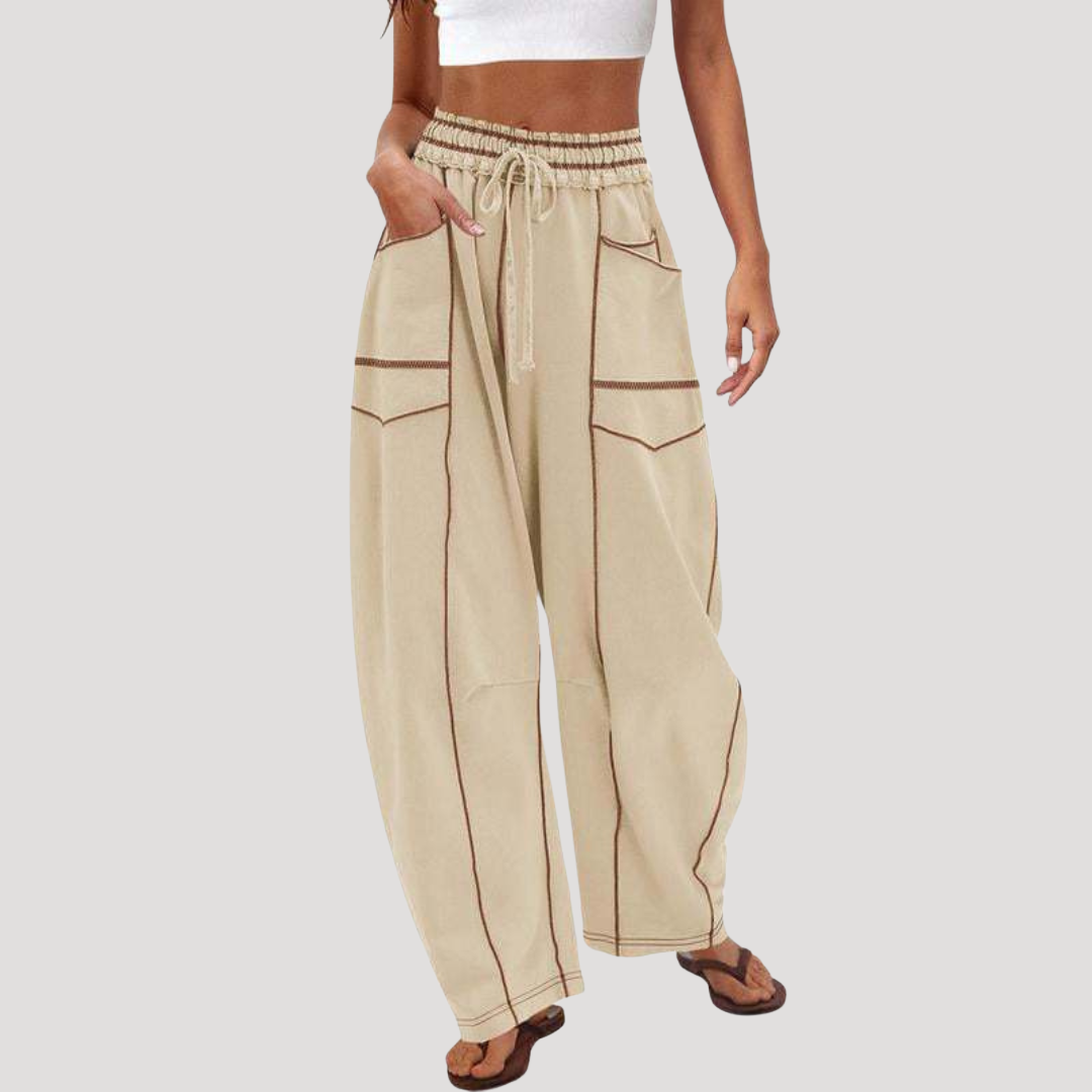 Ruime, lichte cargobroek met elastische taille