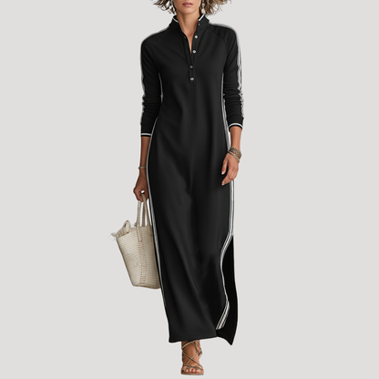 Maxi-jurk met lange mouwen en split