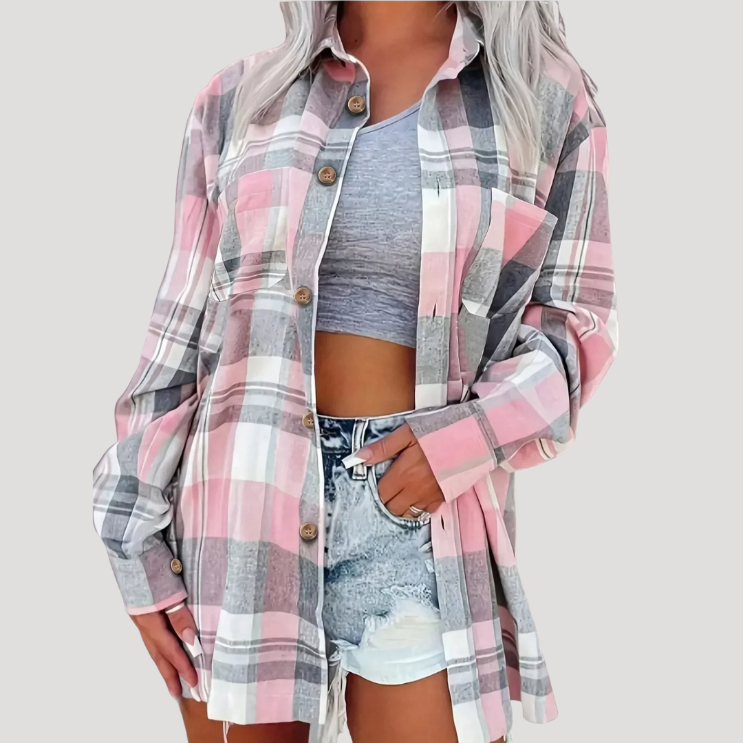 Casual geruite blouse met knopen