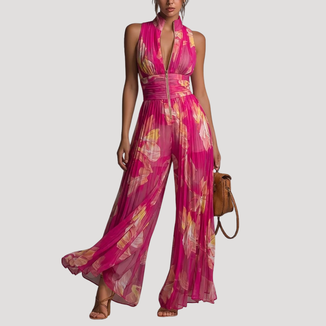 Jumpsuit met bloemenprint en rits