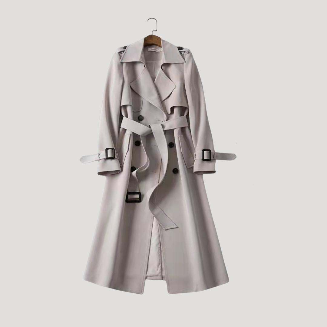 Lange trenchcoat met ceintuur en double-breasted sluiting