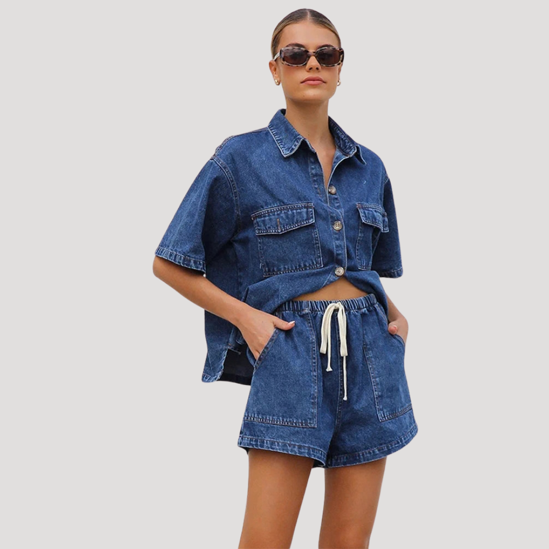 Korte set in denimlook voor de zomer
