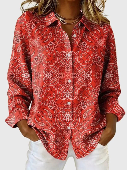 Blouse met paisleyprint en knopen