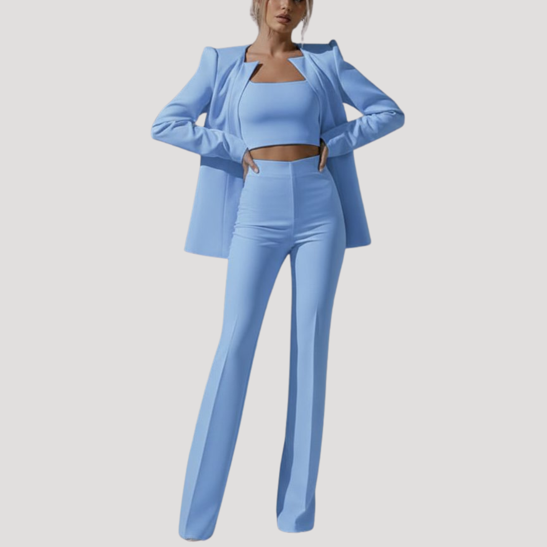 Set met getailleerde blazer en wijde broek