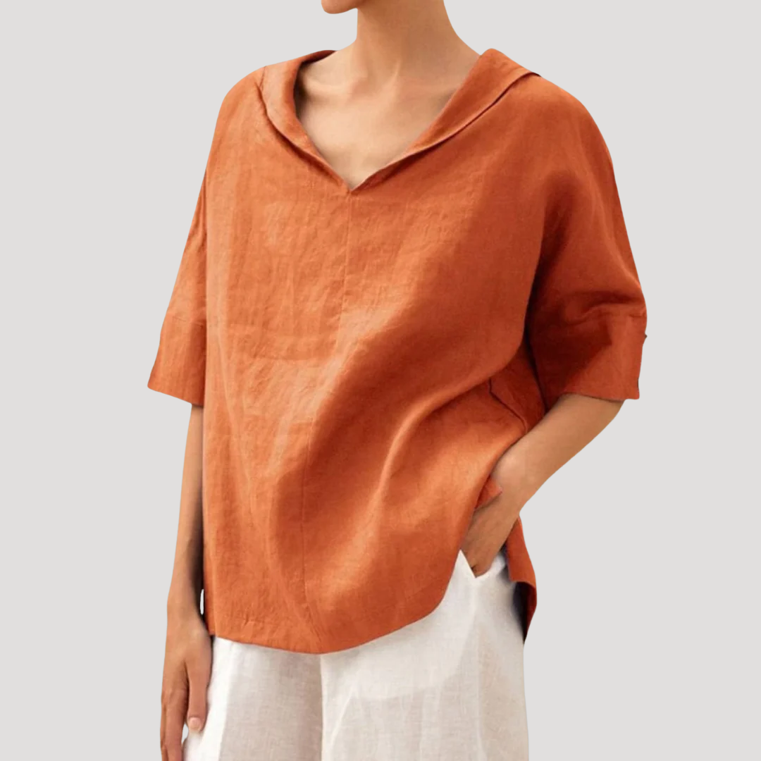 Ruimvallende blouse met korte mouwen