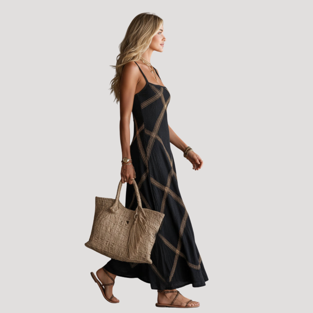 Mouwloze maxi-jurk met vierkante hals