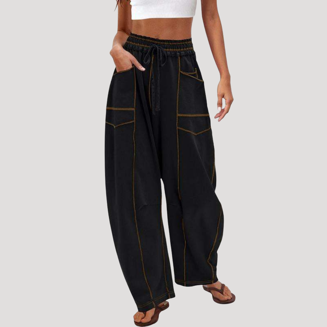 Ruime, lichte cargobroek met elastische taille