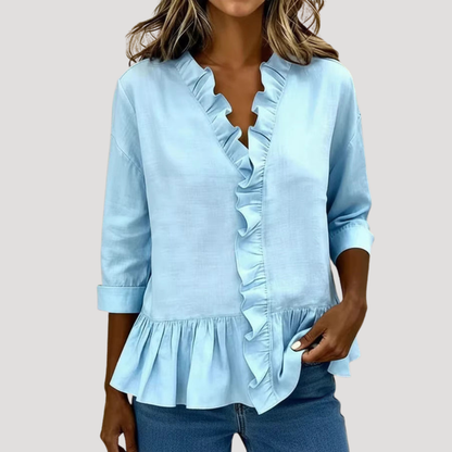 Bohemian blouse met volants en lange mouwen