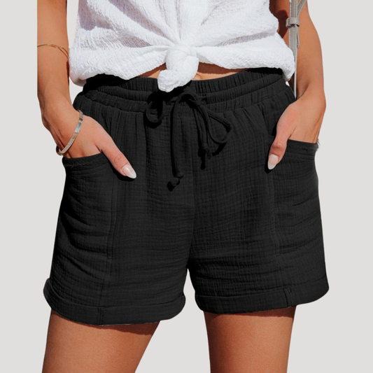 Korte broek met elastische taille en koord