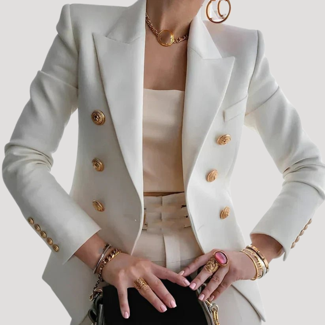 Chique double-breasted blazer met gouden knopen