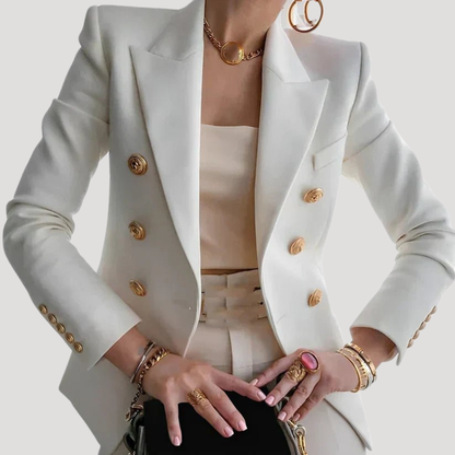 Chique double-breasted blazer met gouden knopen