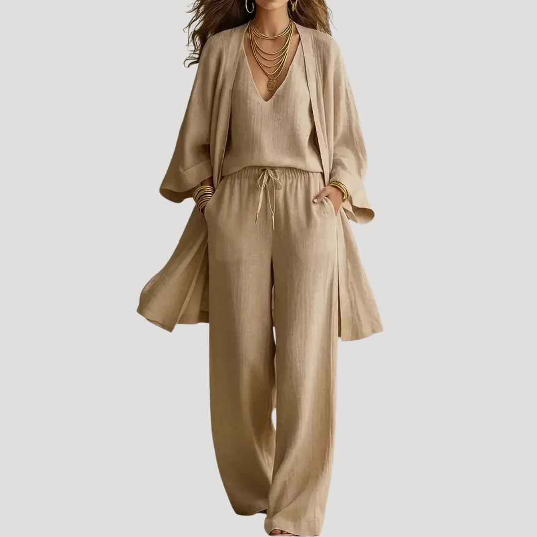 Bohemien set 3-delig met blouse en wijde broek
