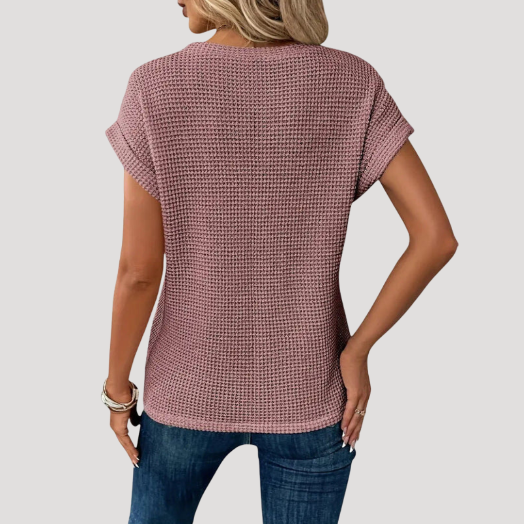 Blouse met ronde hals en korte mouwen