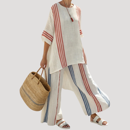 Luchtige set met wijde broek en lange tuniek
