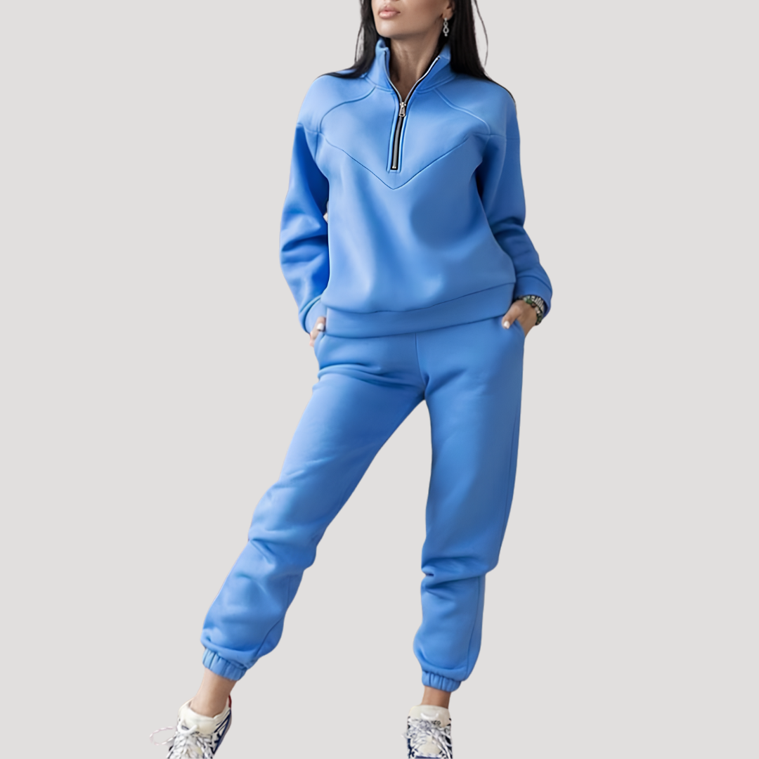 Sportieve set met halve rits en slim-fit joggingbroek