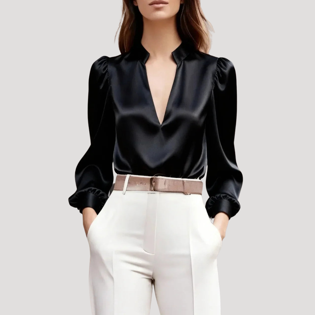Elegante blouse met V-hals en lange mouwen