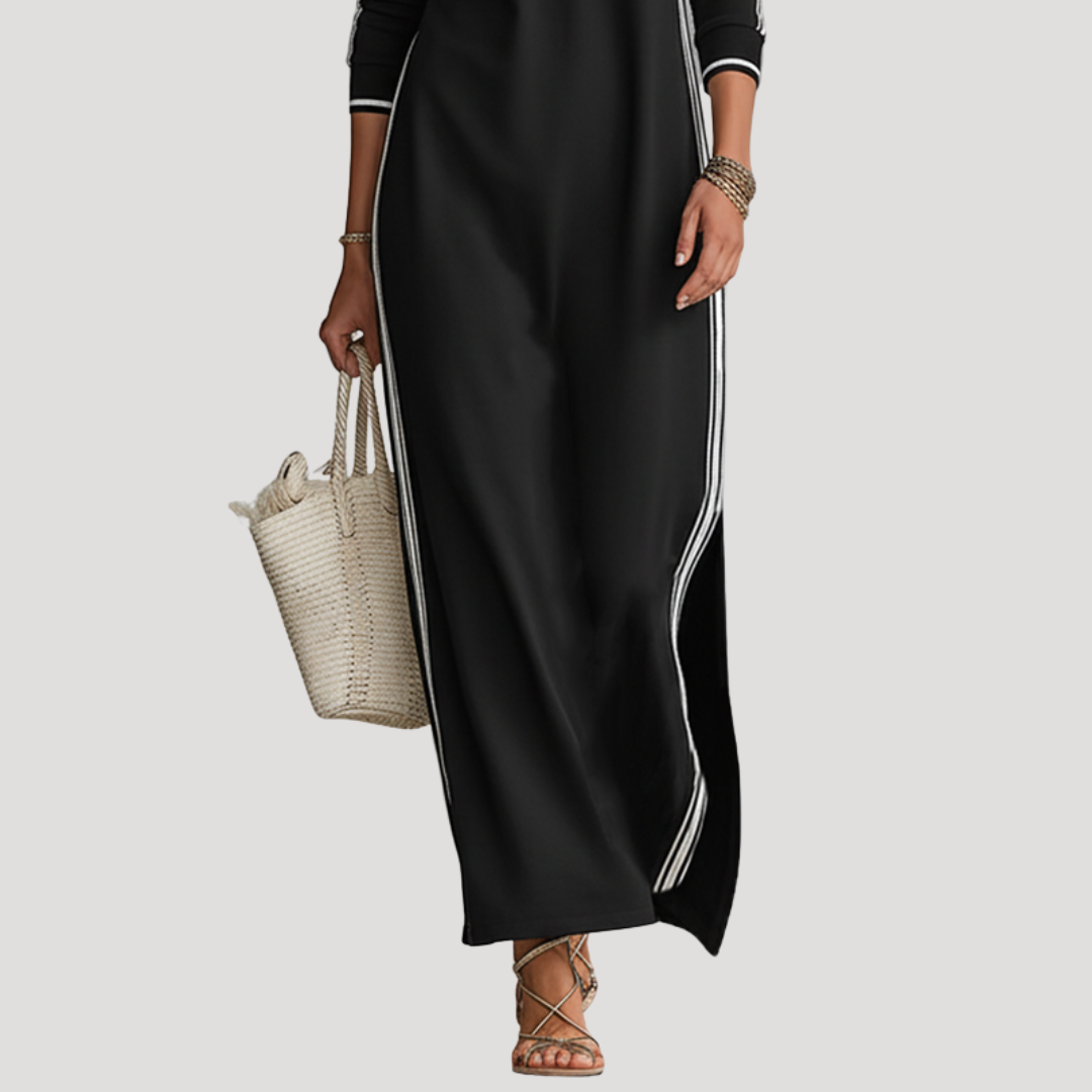 Maxi-jurk met lange mouwen en split