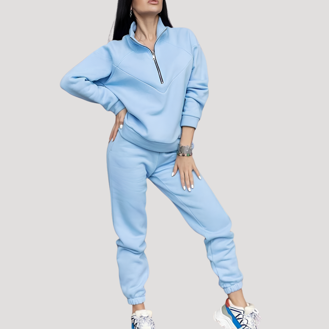 Sportieve set met halve rits en slim-fit joggingbroek