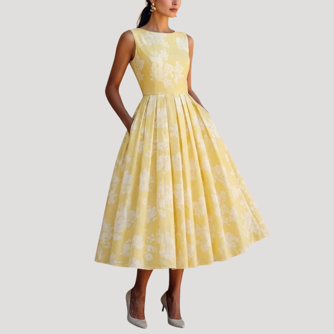 Elegante midi-jurk met uitlopende rok