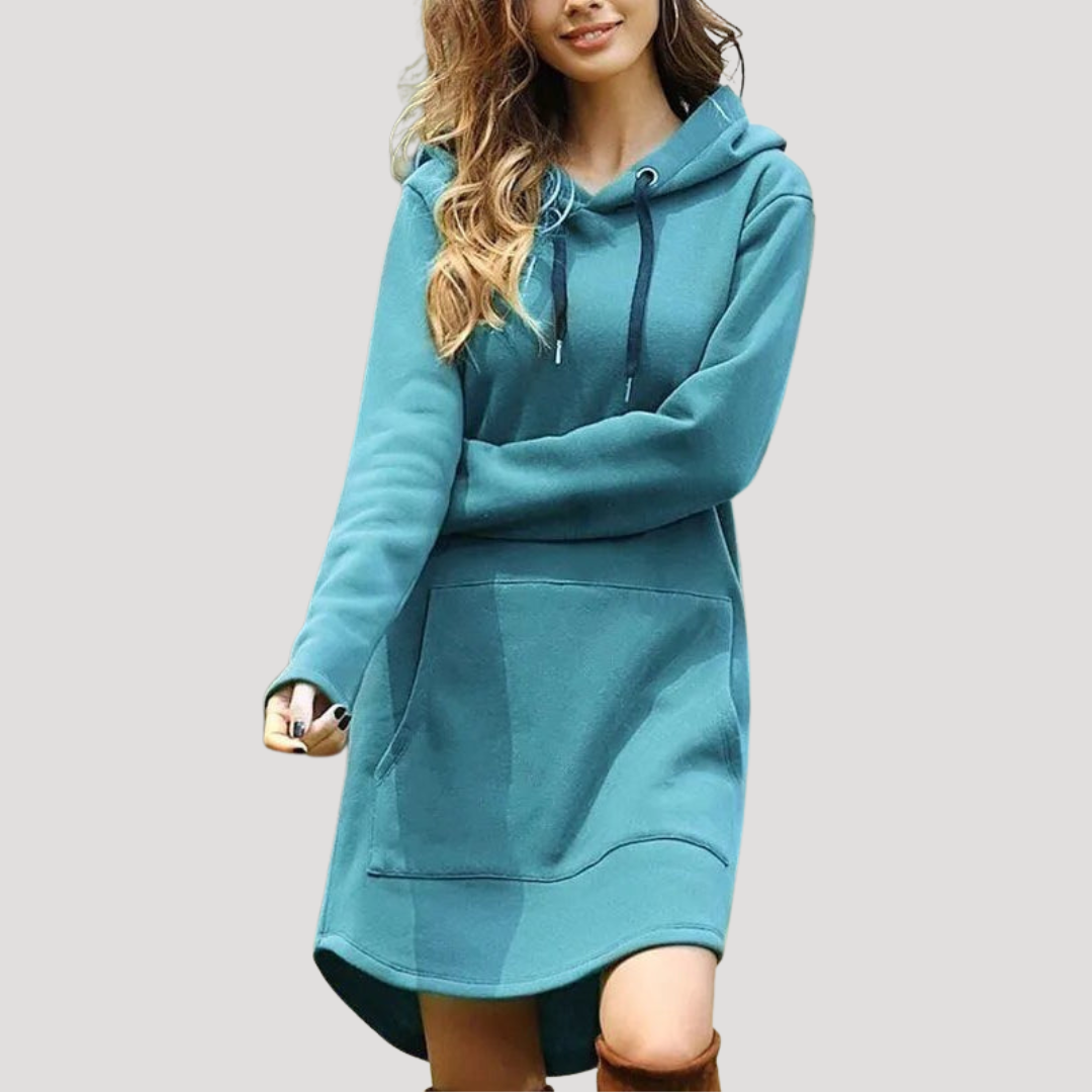 Casual mini-jurk met capuchon en kangoeroezak