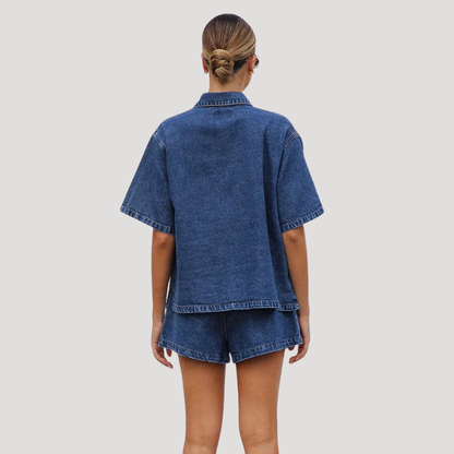 Korte set in denimlook voor de zomer