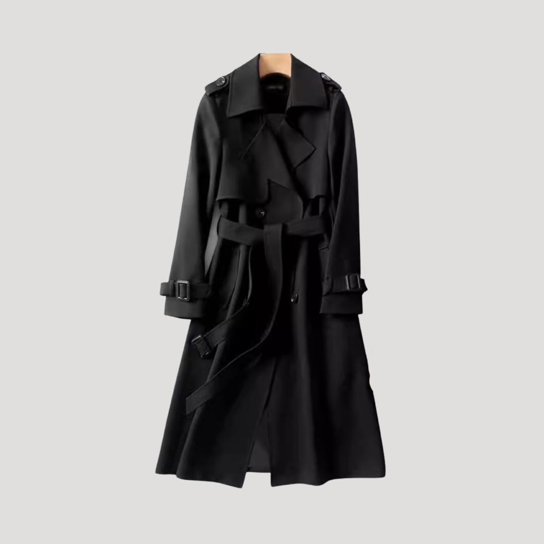 Lange trenchcoat met ceintuur en double-breasted sluiting