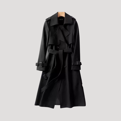Lange trenchcoat met ceintuur en double-breasted sluiting