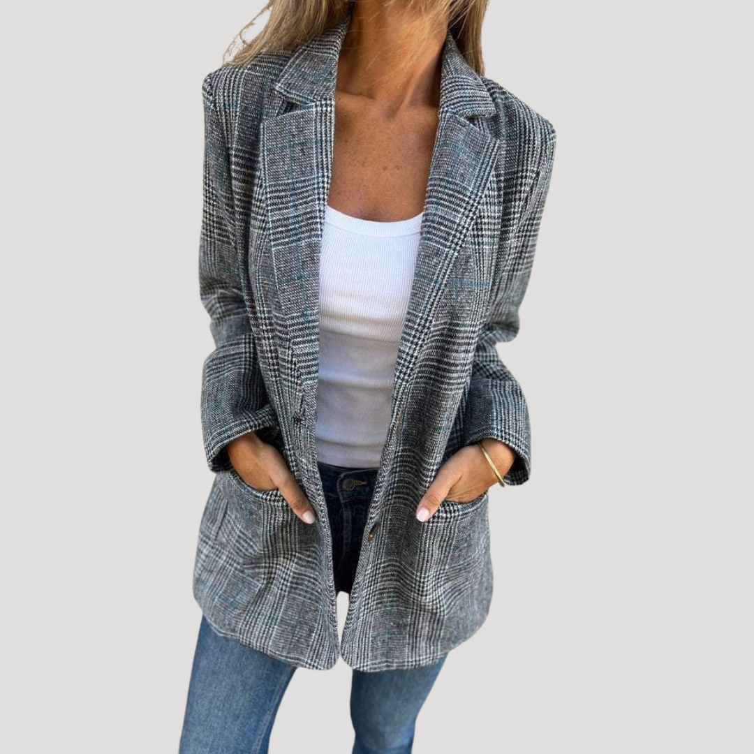Geruite blazer met revers