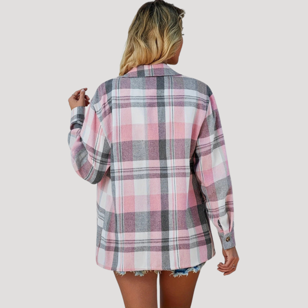 Casual geruite blouse met knopen