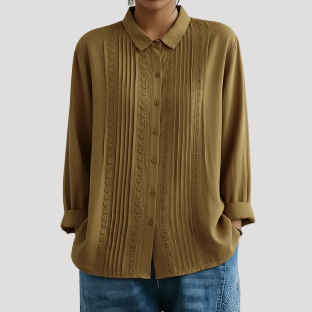 Elegante blouse met kanten inzetten