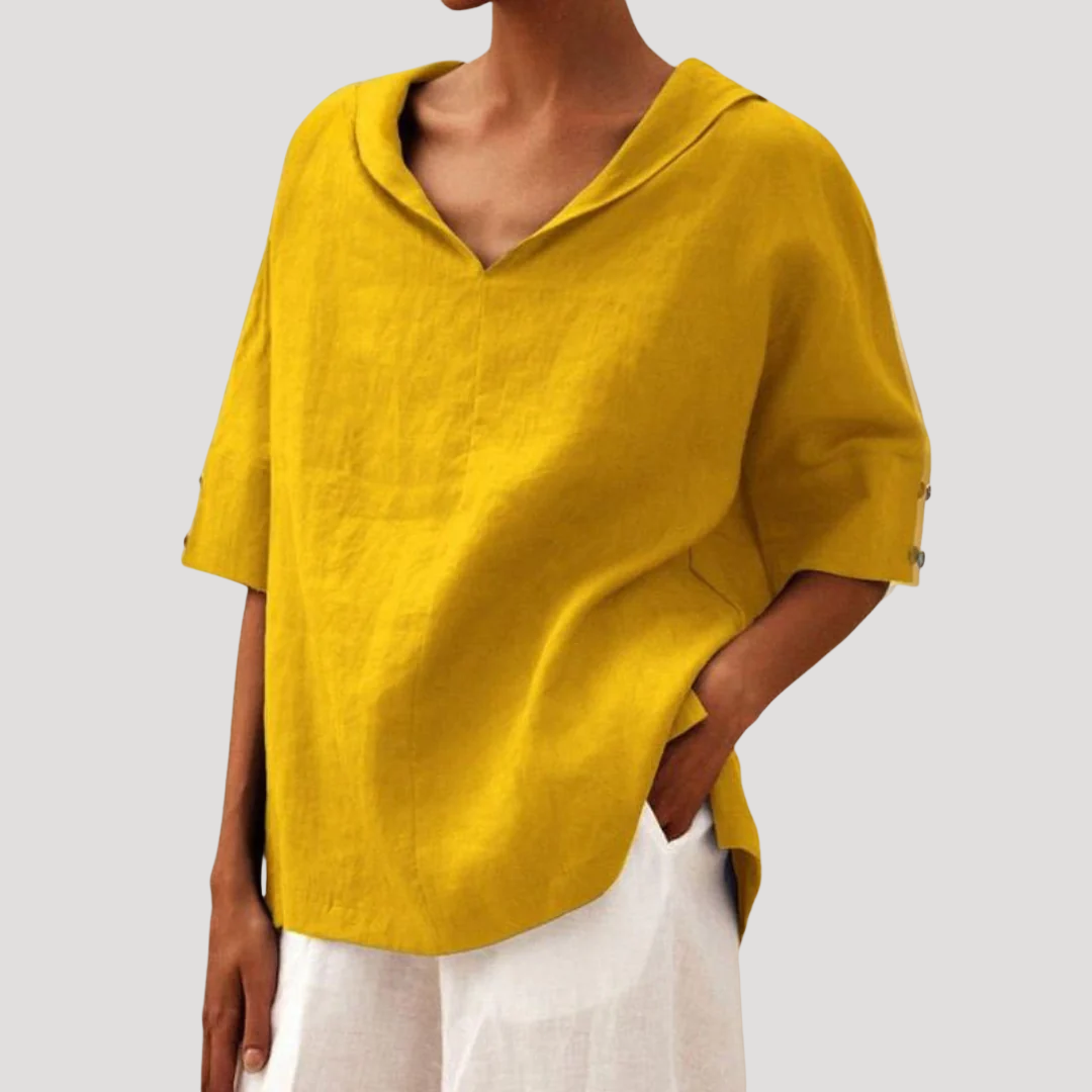 Ruimvallende blouse met korte mouwen