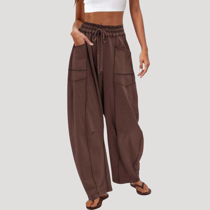 Ruime, lichte cargobroek met elastische taille