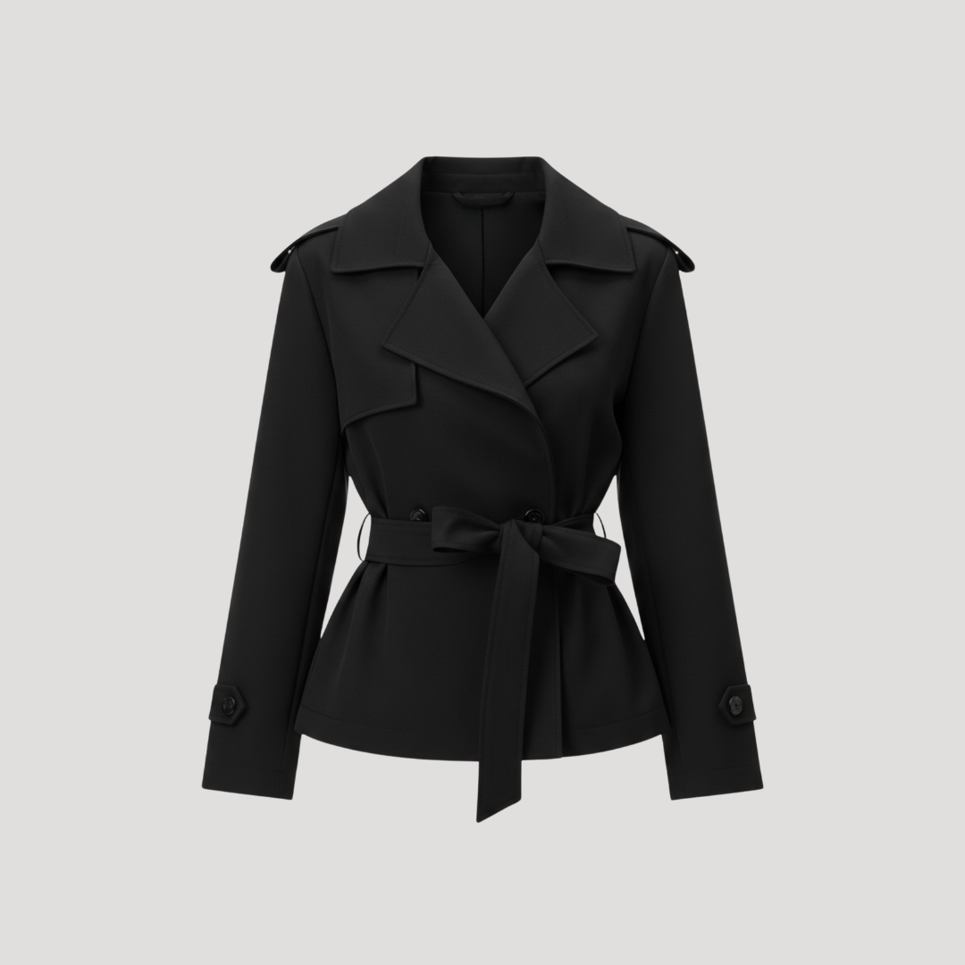 Korte getailleerde trenchcoat met strikceintuur