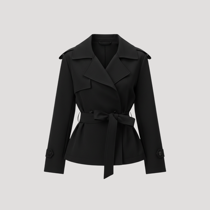 Korte getailleerde trenchcoat met strikceintuur
