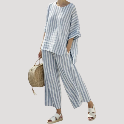 Luchtige set met wijde broek en lange tuniek