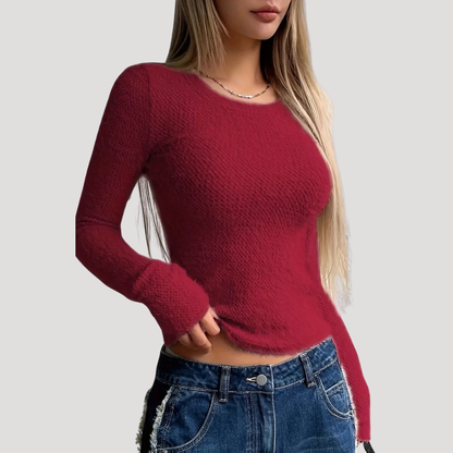 Gebreide slim fit top met lange mouwen